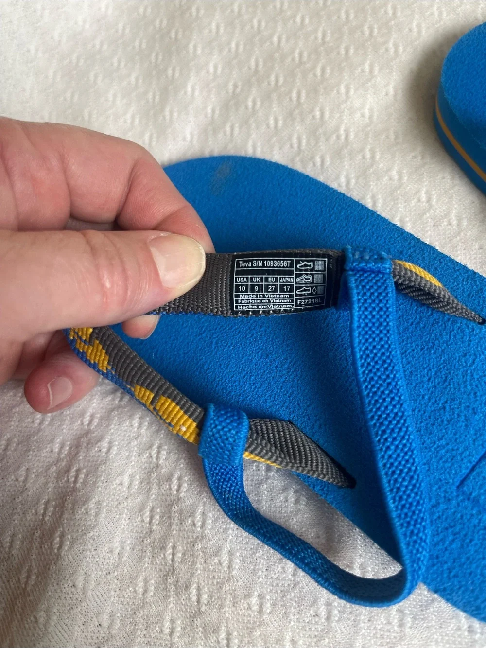 Teva Kids Blue Flip Flops with Yellow Accents